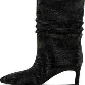 Azura Women's AFTERALL Mid-Shaft Boot – Black – Ultra Suede with Tonal Crystals